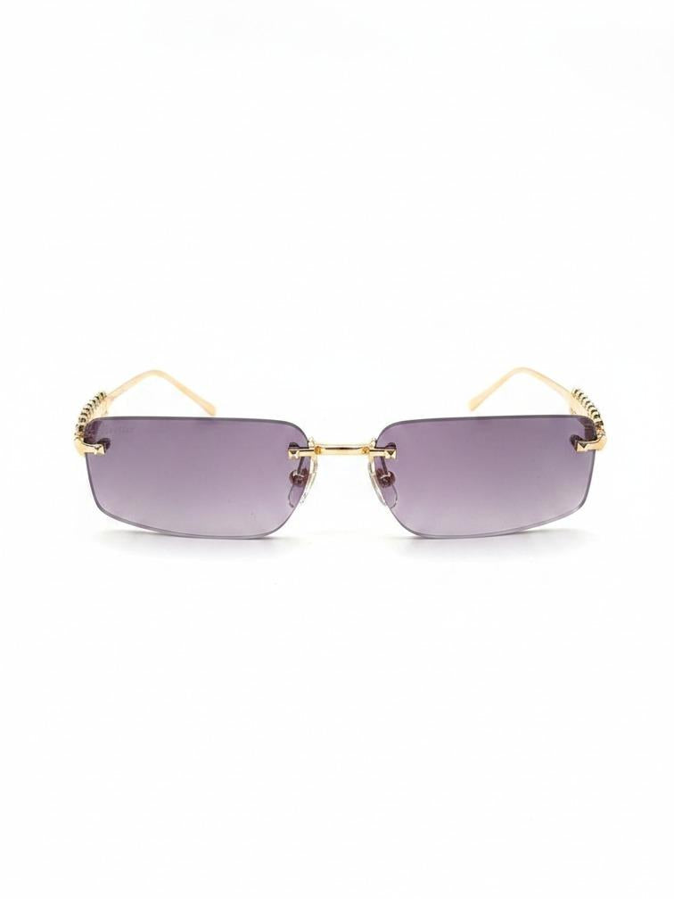 Kacamata Luxury Rectangle Rimless - Lensa Purple Gradien