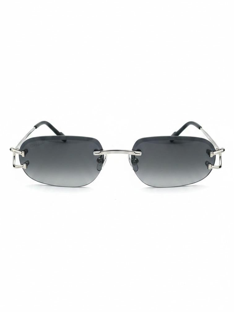 Kacamata Luxury C-Decor Series CT00681 - Smooth Gold Finish - Rectangle Rimless - Lensa Graduated Green - Edisi Sultan
