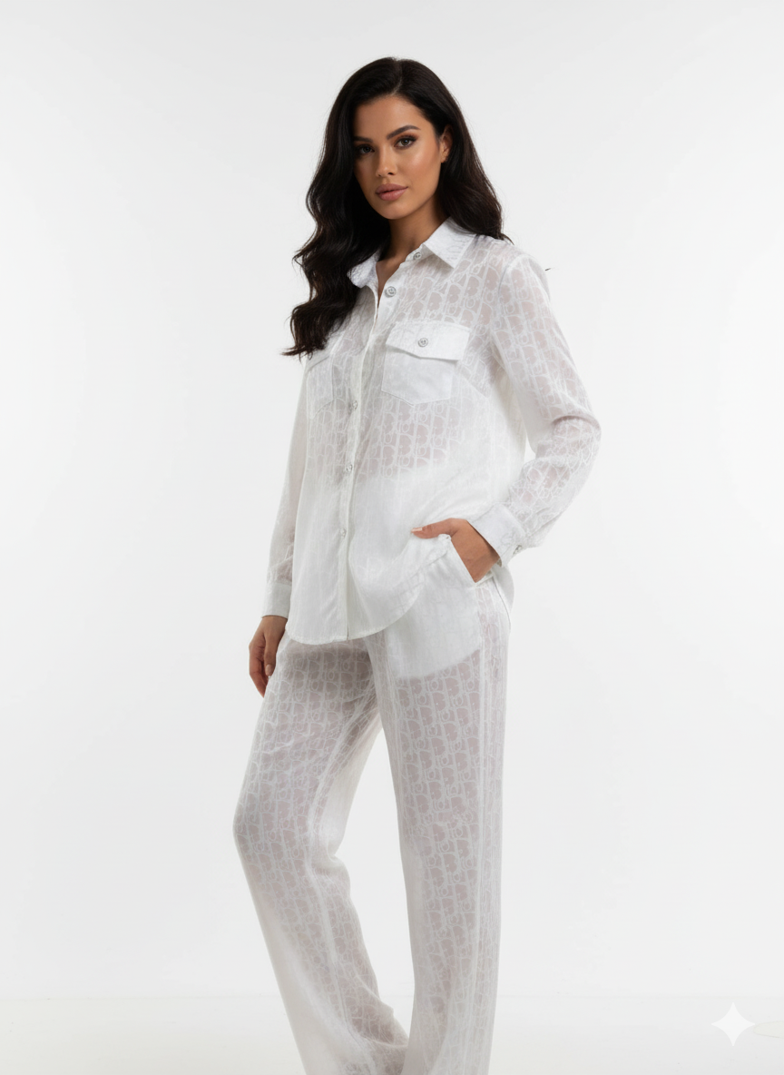 Cristian Dior long Sleeve and pant white