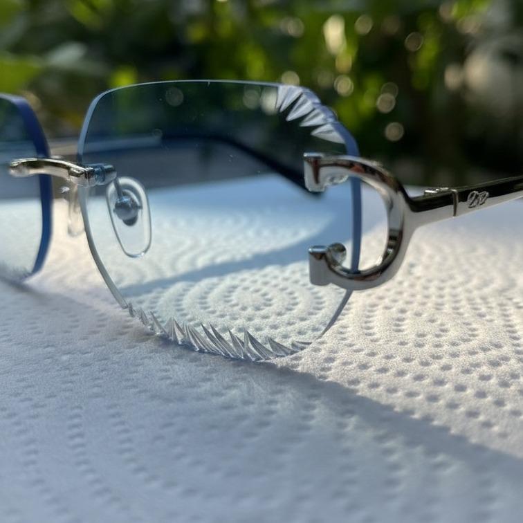 Kacamata Rimless Premium Panthère Style Frame Silver Lensa