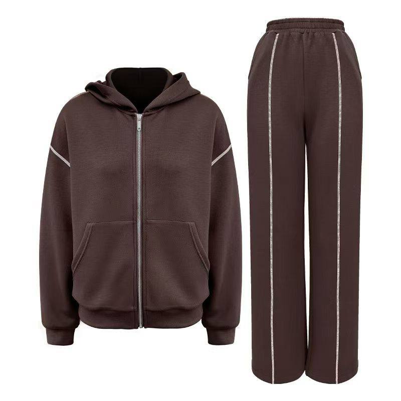 Women Sport Hoodie & Wide Leg Pants Set