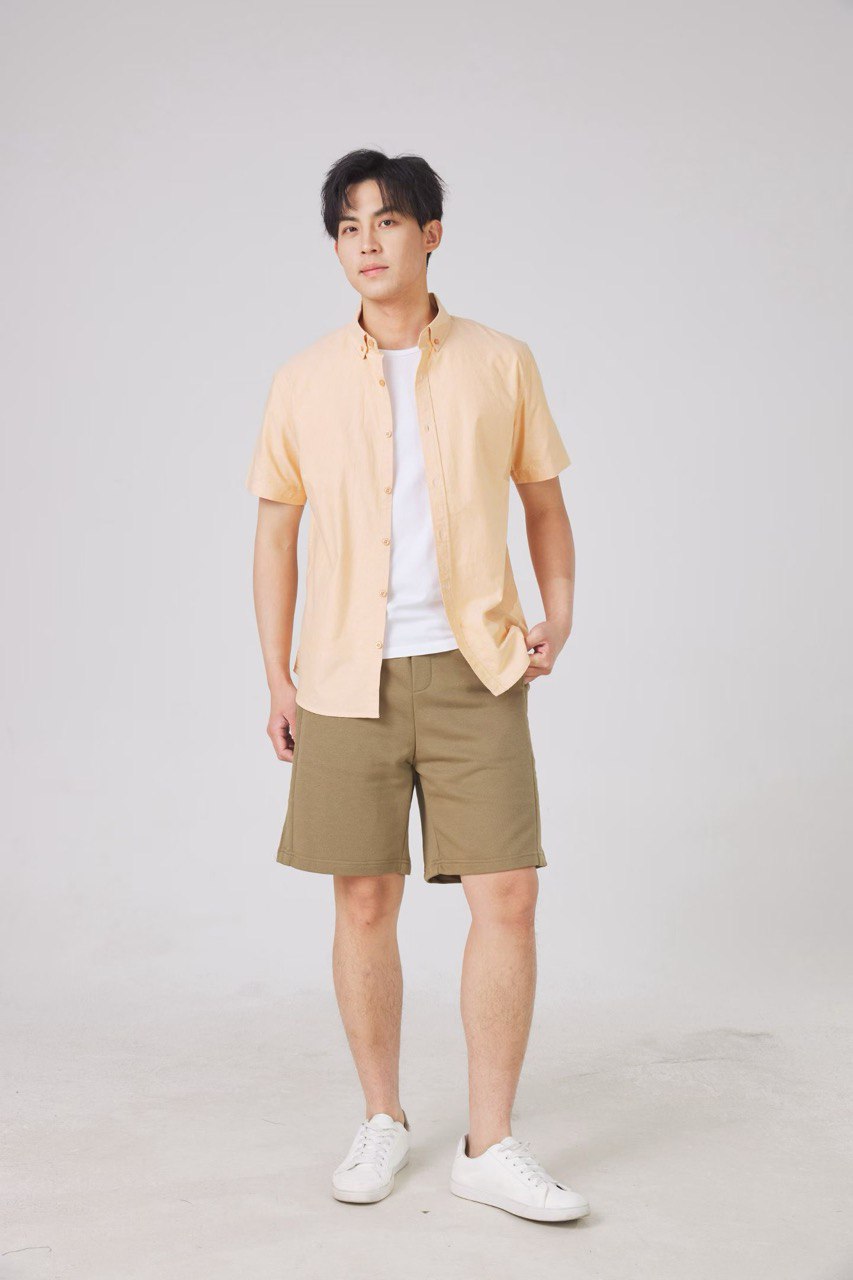 Men Casual Short Sleeve Cotton Shirt