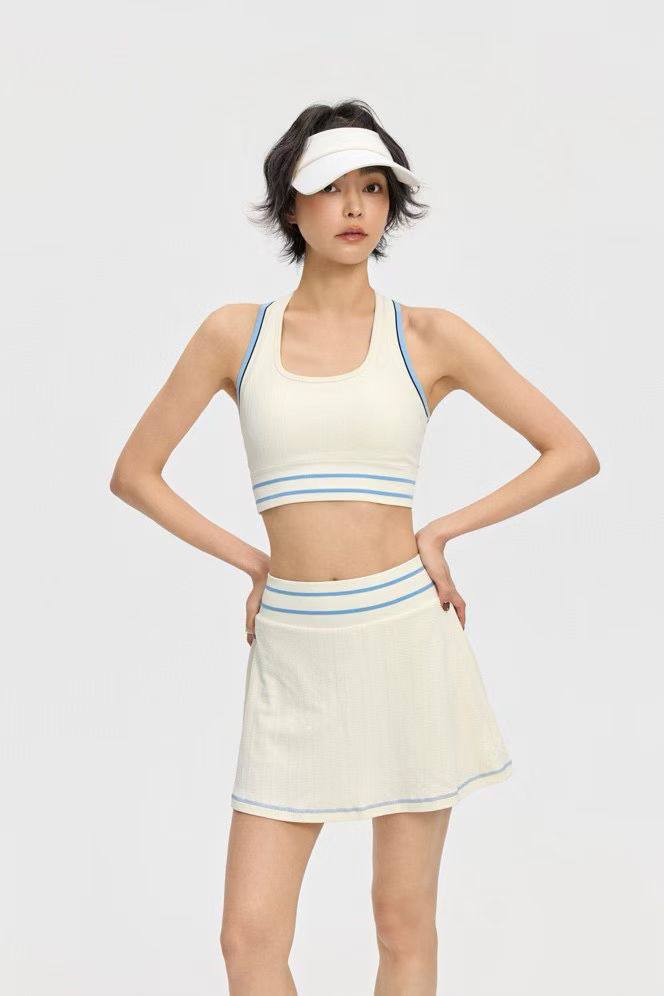 Women Tennis Sport Skirt & Crop Top Set