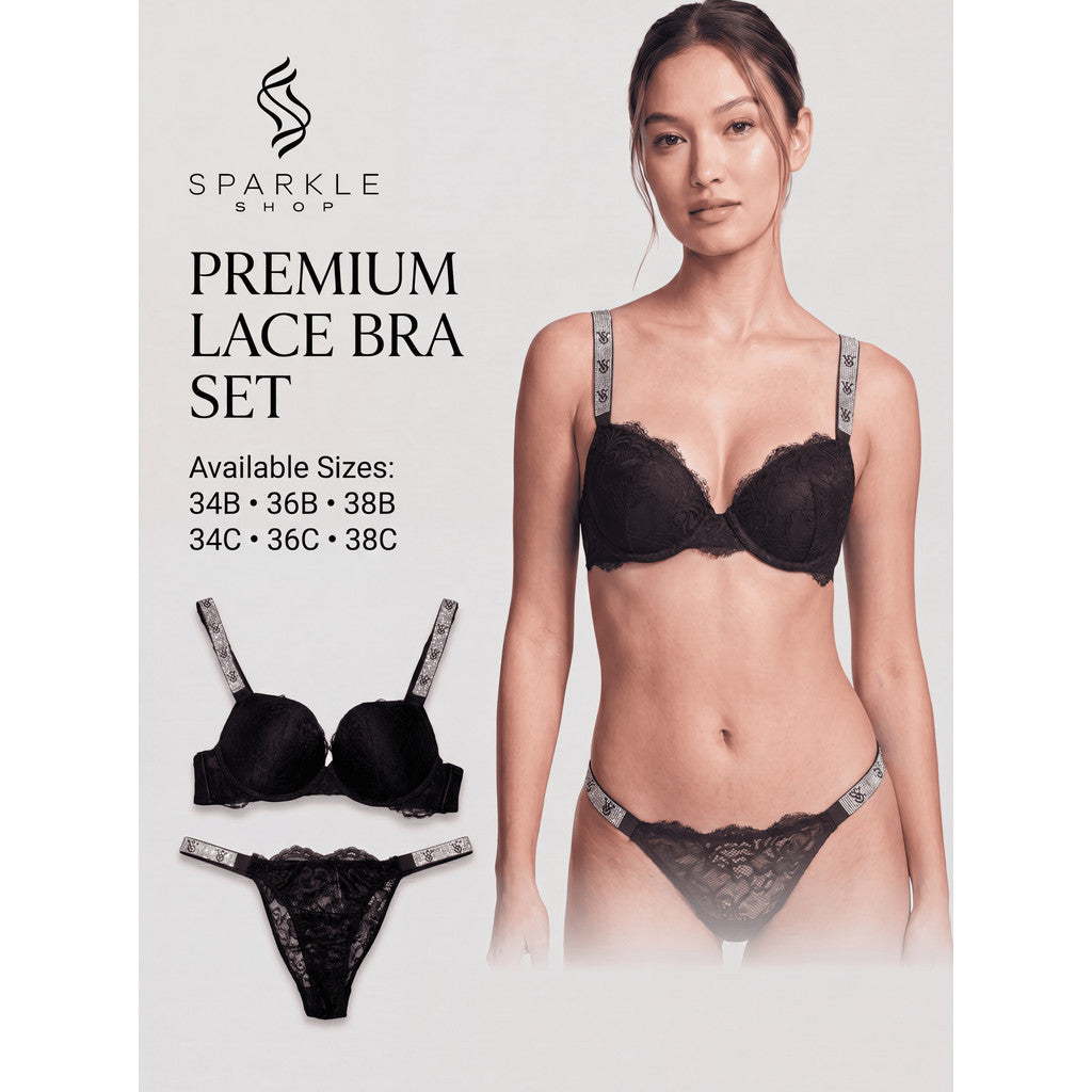SPARKLE SHOP [WOMEN BRA-SET] Set Bra Celana Dalam Renda Mewah Tali Logo